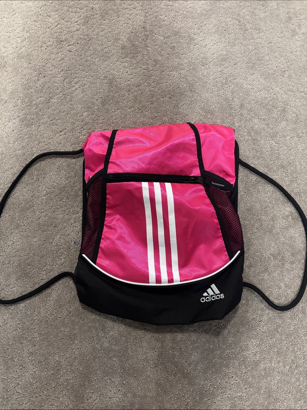 adidas Hot Pink and Black Drawstring Sport Sack